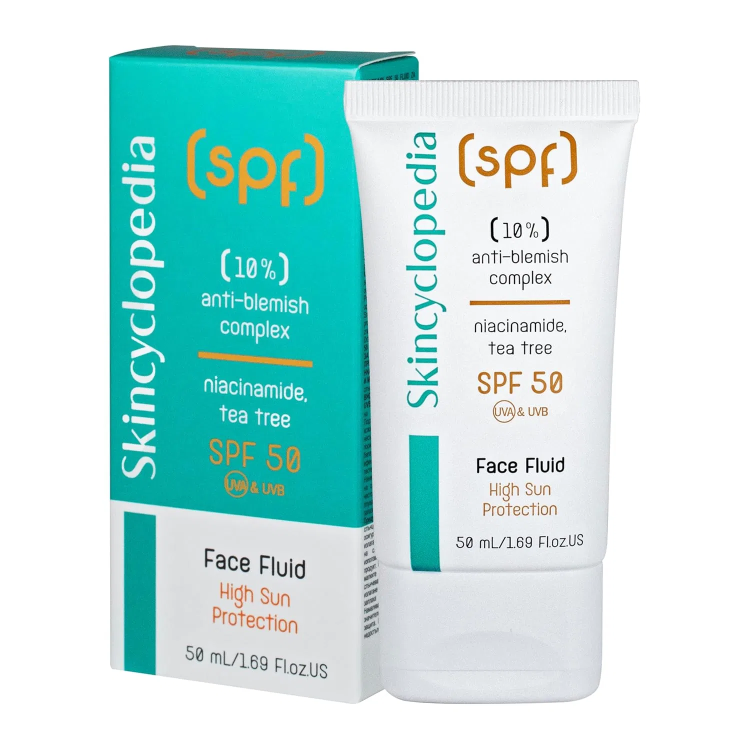 Солнцезащитный флюид для лица SPF 50 с ниацинамидом и чайным деревом от Skincyclopedia Skincyclopedia