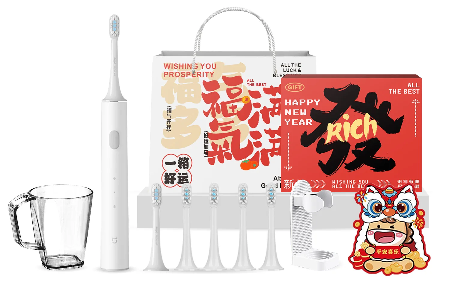 Электрическая зубная щетка Xiaomi, T300 White[Good Luck Abundantly New Year Box]