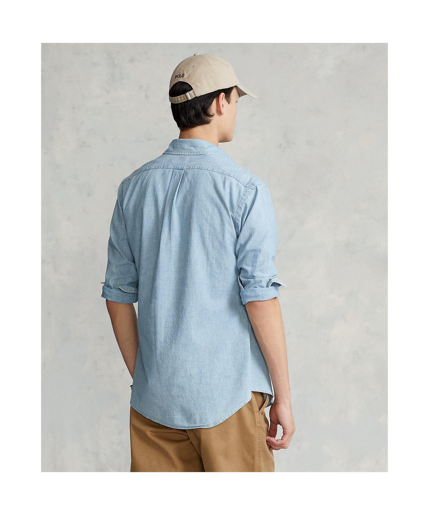 Классическая рубашка из шамбре Polo Ralph Lauren, 400 Blue — фото 4
