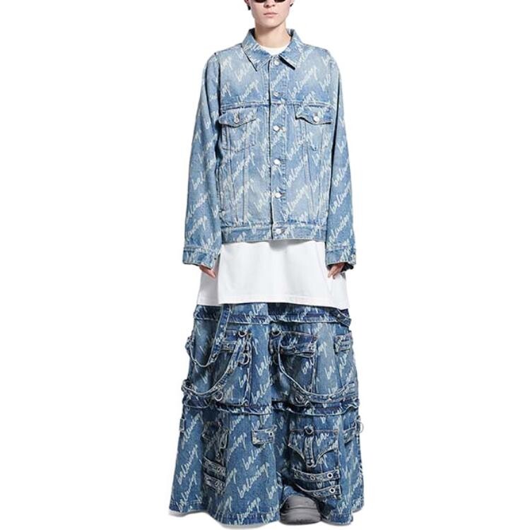Женская джинсовая куртка Balenciaga, голубой/белый — фото 3