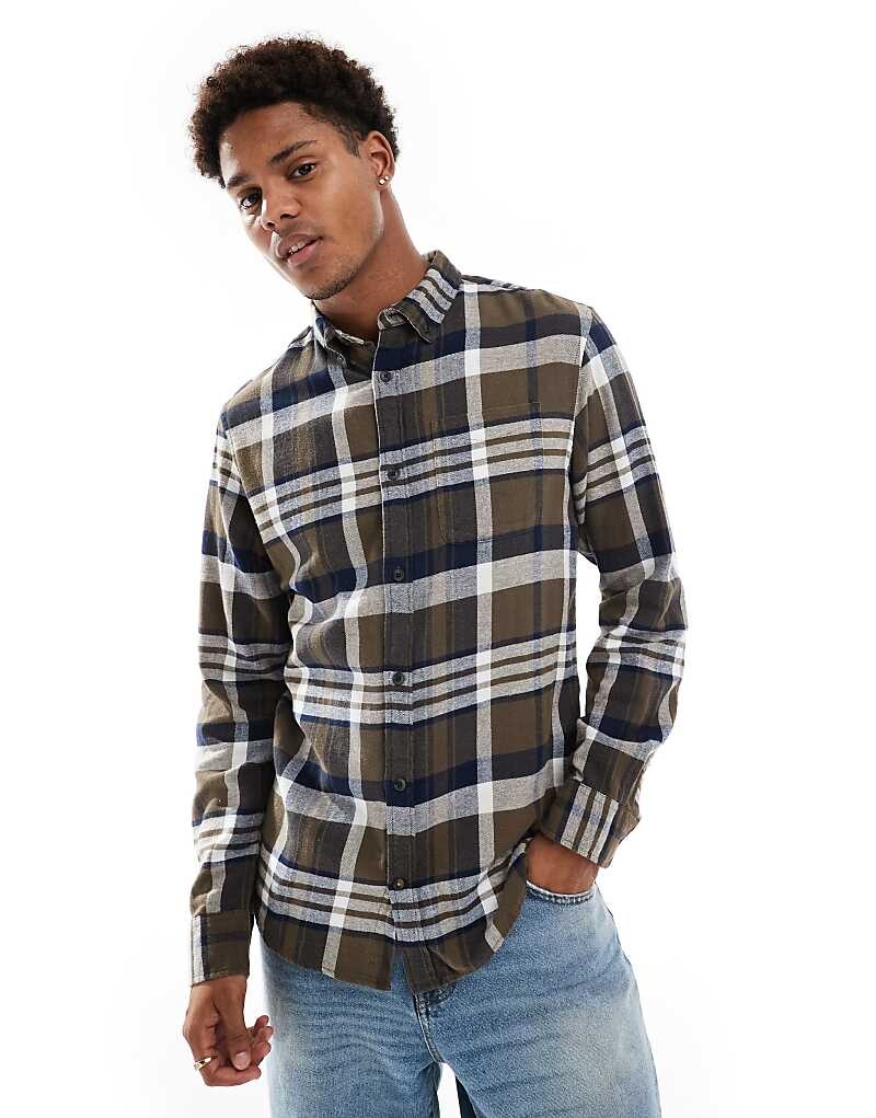 

Рубашка в клетку цвета хаки Jack & Jones