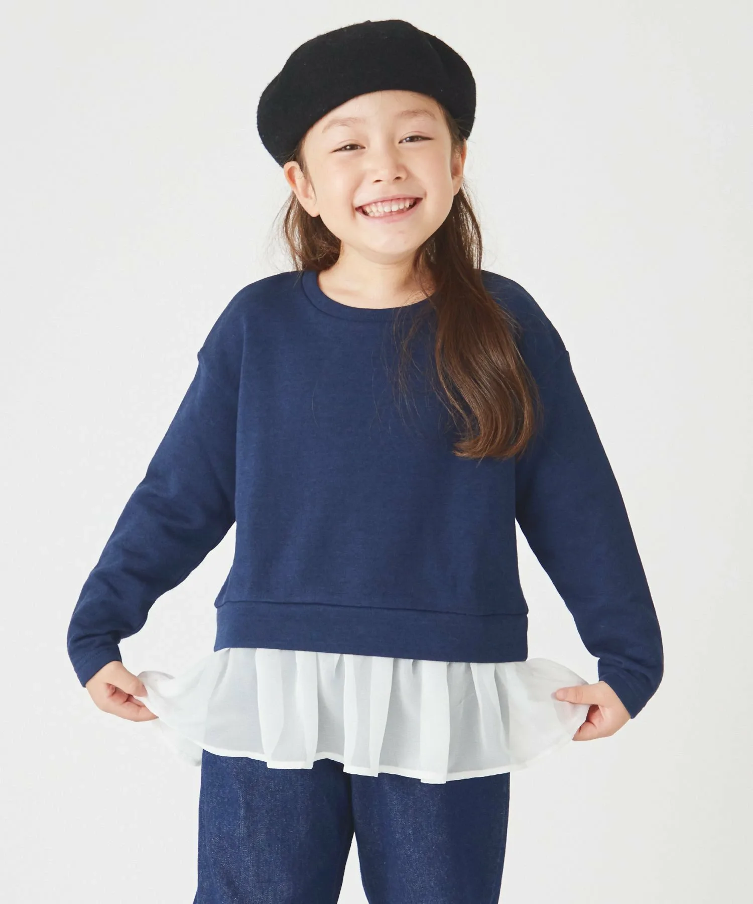 Свитшот рюшистый верх Ever Closet, Navy White