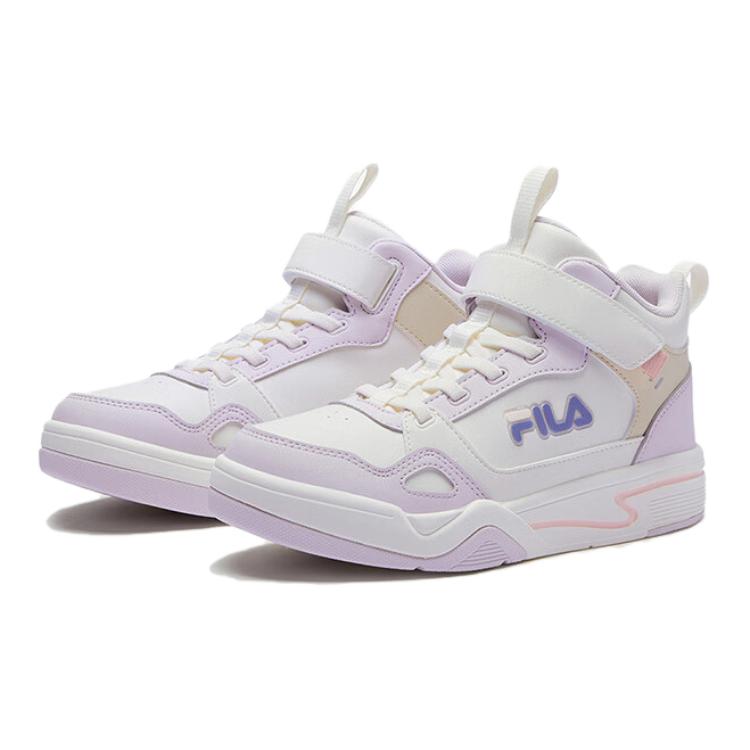 FILA KIDS Скользостойкие износостойкие высокие детские скейтбординг кроссовки White Purple для подростков — фото 4