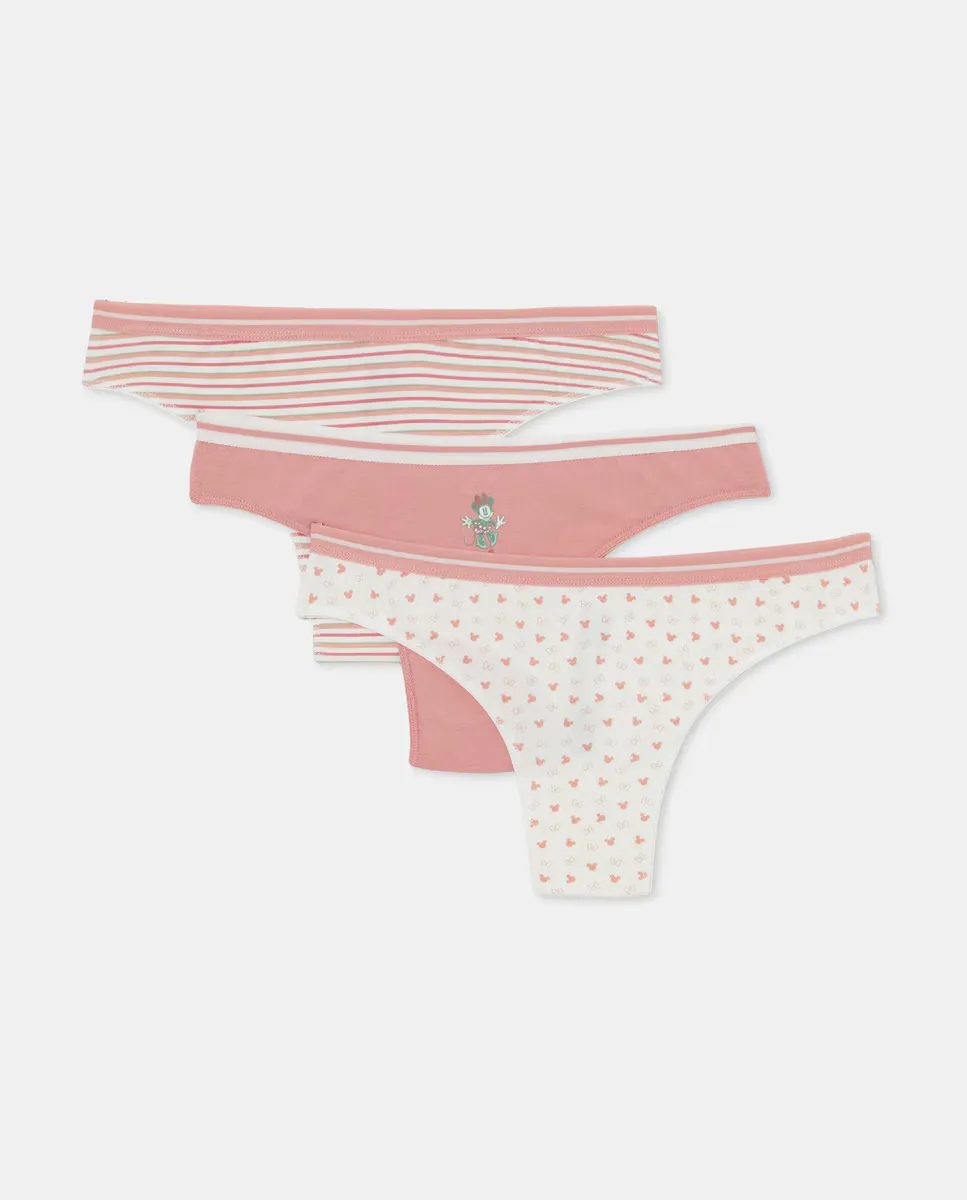 

Набор из 3 стрингов с принтом Минни в полоску Easy Wear, розовый