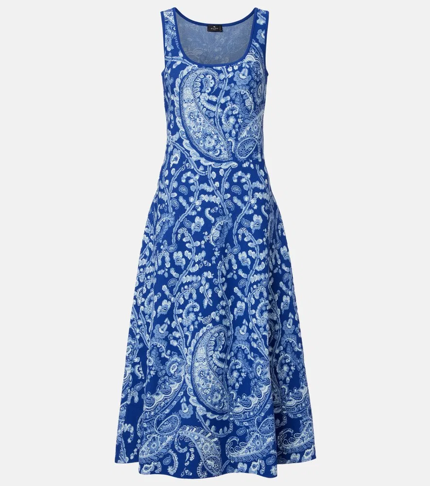 Вязаное платье миди Etro, синий
