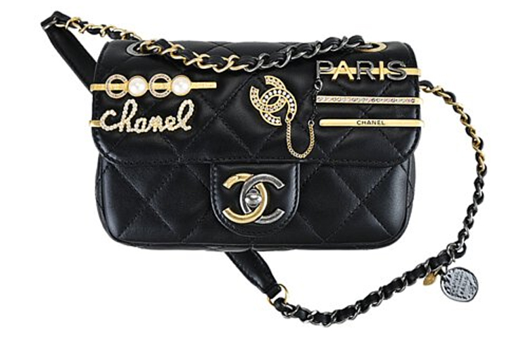 

CHANEL Женская черная кожаная сумка через плечо с одним ремнем