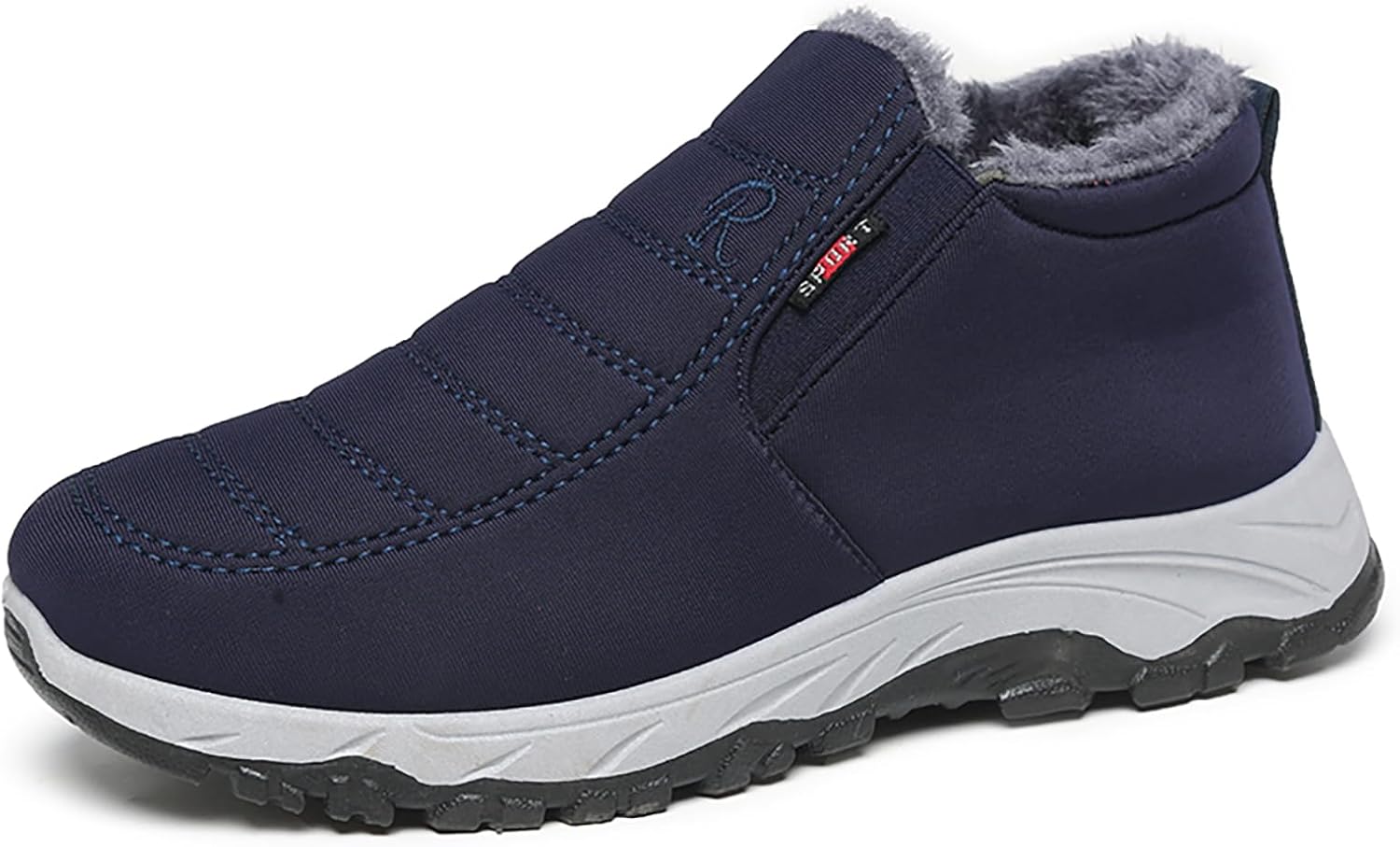 

Мужские широкие теплые зимние ботинки с меховой подкладкой, без шнурков, с ручной прострочкой, низкие, противоскользящие лоферы, удобные легкие повседневные прогулочные shoes Zghnp, синий