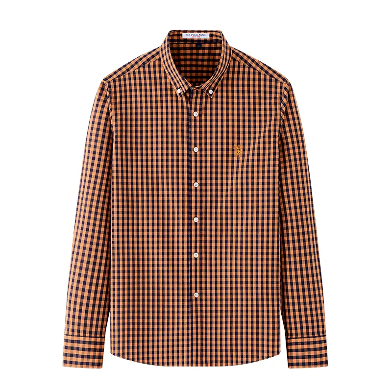 Рубашка мужская с острым воротником U.S. POLO ASSN., Yellow Plaid