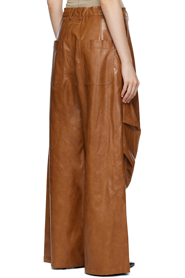 Облегающие брюки из искусственной кожи Mm6 Maison Margiela, цвет caramel — фото 3