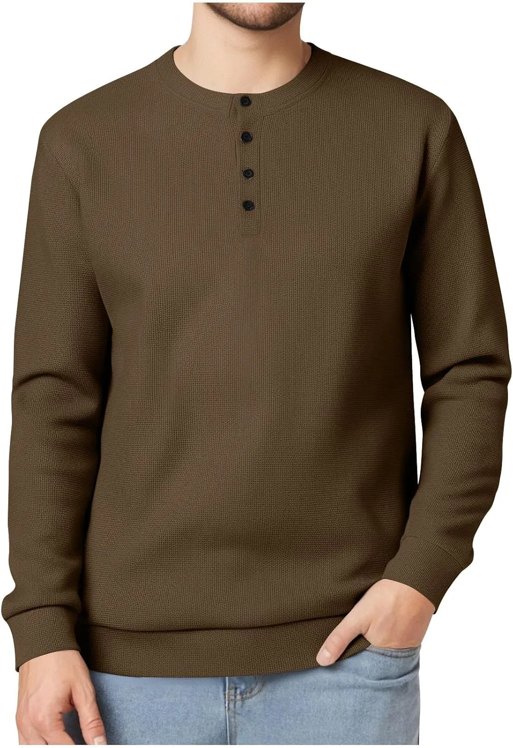 

Мужская флисовая толстовка с длинным рукавом и воротником-хенли