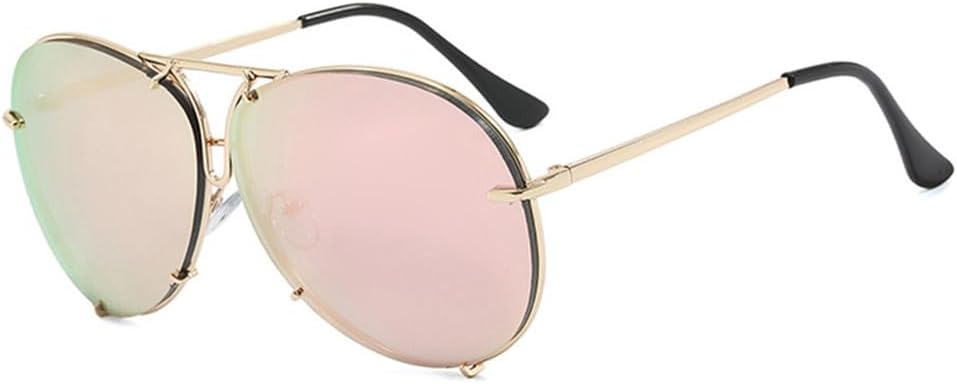 

Солнцезащитные очки для женщин и мужчин, увеличенного размера, металлические, с защитой от УФ-излучения UV400, для занятий спортом на открытом воздухе, бега и езды generic, Gold-pinkmirror