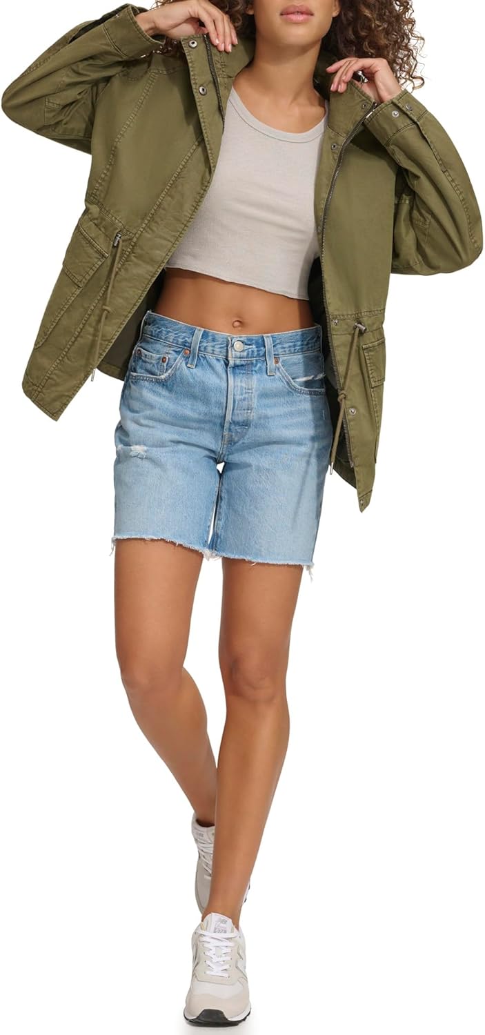 

Женская куртка Levi's в стиле милитари с воротником-стойкой из хлопка Levi's, Olive Night