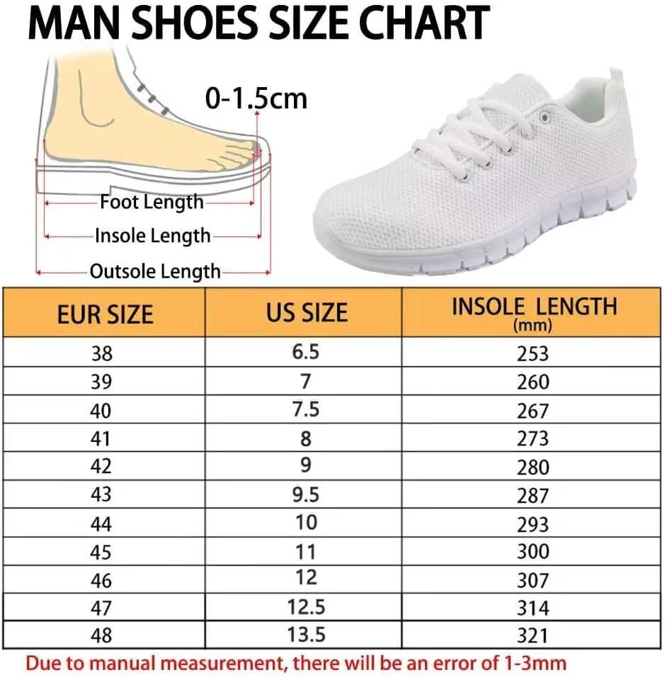 

AmzPrint Модные кроссовки для мужчин с белой подошвой, сетчатые, удобные для тренировок, бега и ходьбы, размеры 6.5-13.5, черный