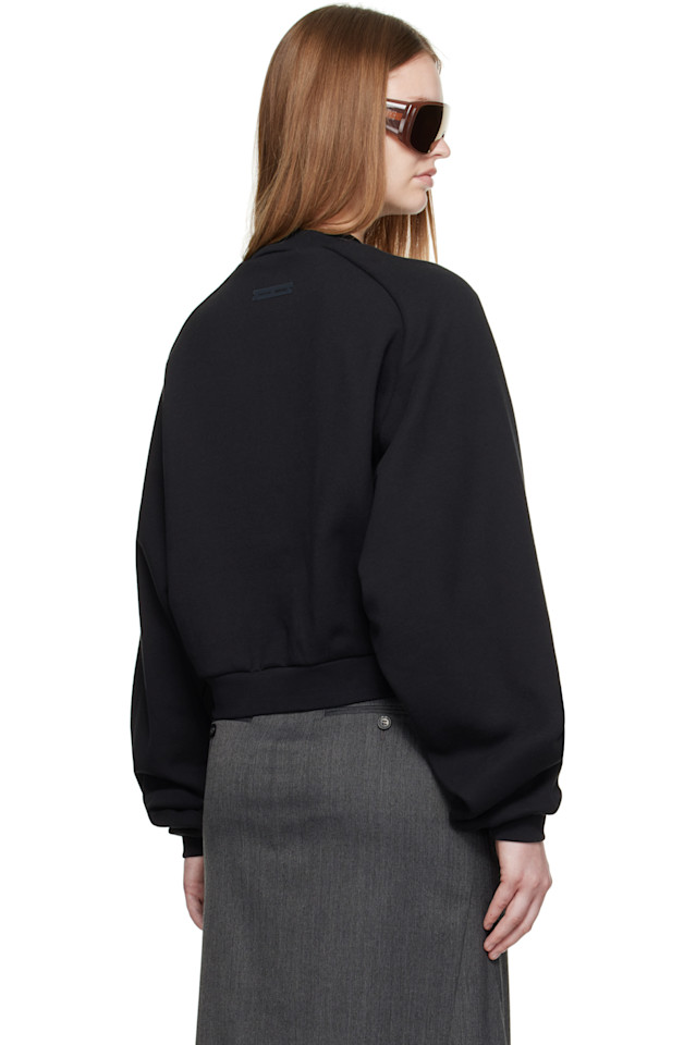 Fear Of God Essentials Черная флисовая толстовка с рукавами реглан и круглым вырезом — фото 3
