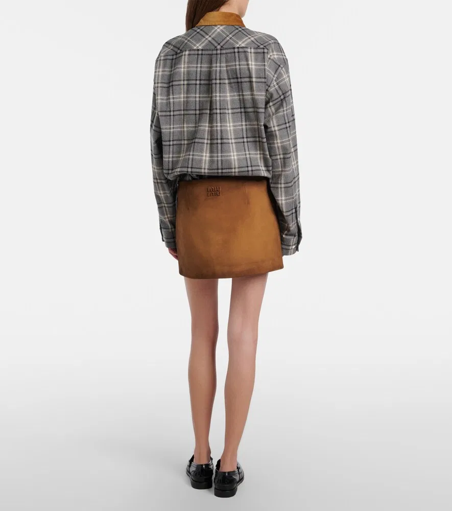 Замшевая мини-юбка Miu Miu, коричневый — фото 3