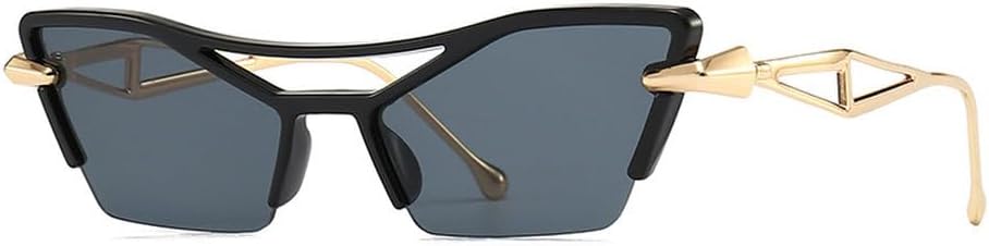 

Винтажные солнцезащитные очки «кошачий глаз» для женщин, модные, роскошные, в маленькой оправе, в стиле металл-панк, с полуободковой оправой, сексуальные HVTVTLA, Black Black