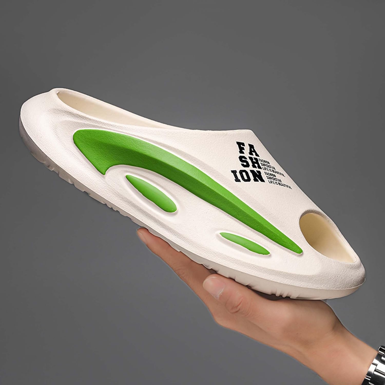 Мужские шлепанцы для душа с толстой подошвой, противоскользящие летние шлепанцы из EVA для ношения на улице Generic, зеленый — фото 4