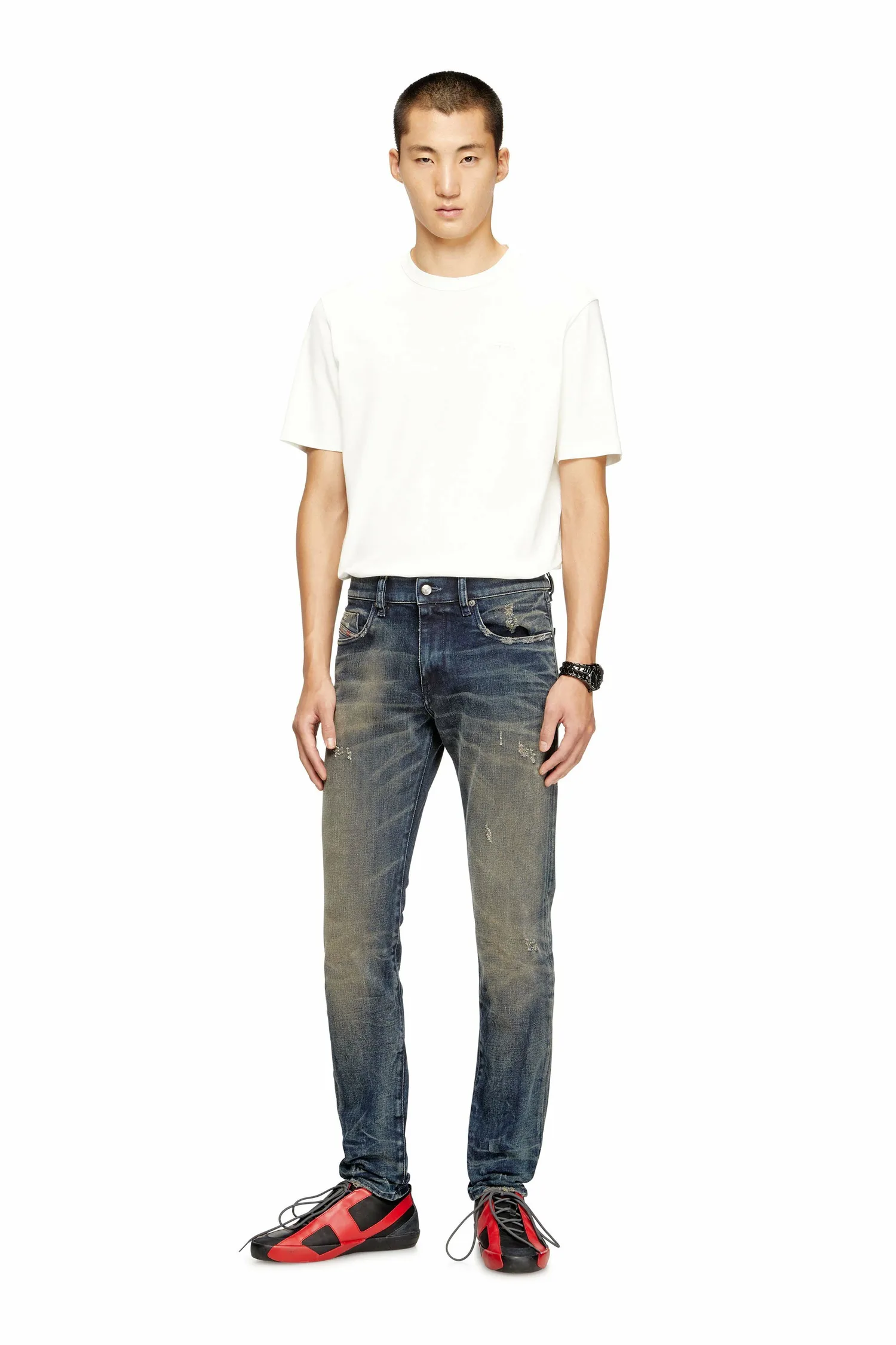 Мужские узкие джинсовые брюки 2019 D-STRUKT L.30 Diesel, Indigo Blue — фото 4