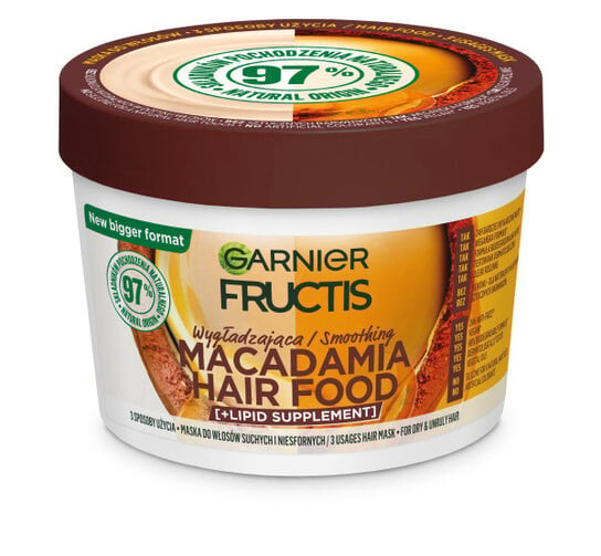 

Разглаживающая маска для сухих и непослушных волос, 400 мл Garnier, Fructis Macadamia Hair Food