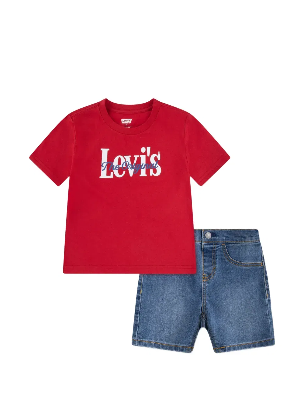 Комплект джинсовых шорт с логотипом Levi'S Kids, красный