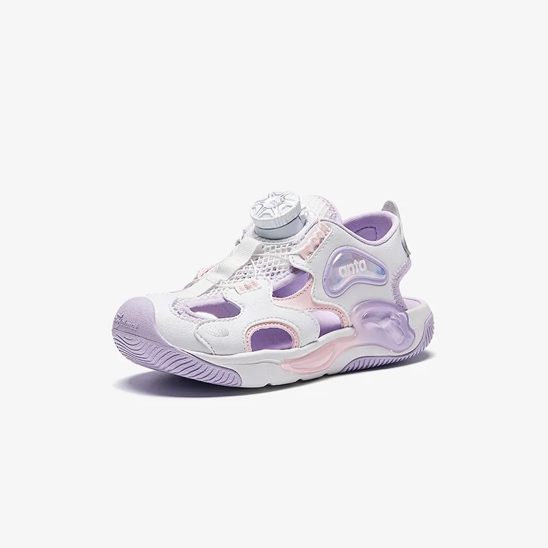 Детские сандалии Jellyfish Fabric с противоскользящей, износостойкой, дышащей и быстросохнущей подошвой Antakids, Anta White/Pearl Powder/Silver — фото 3