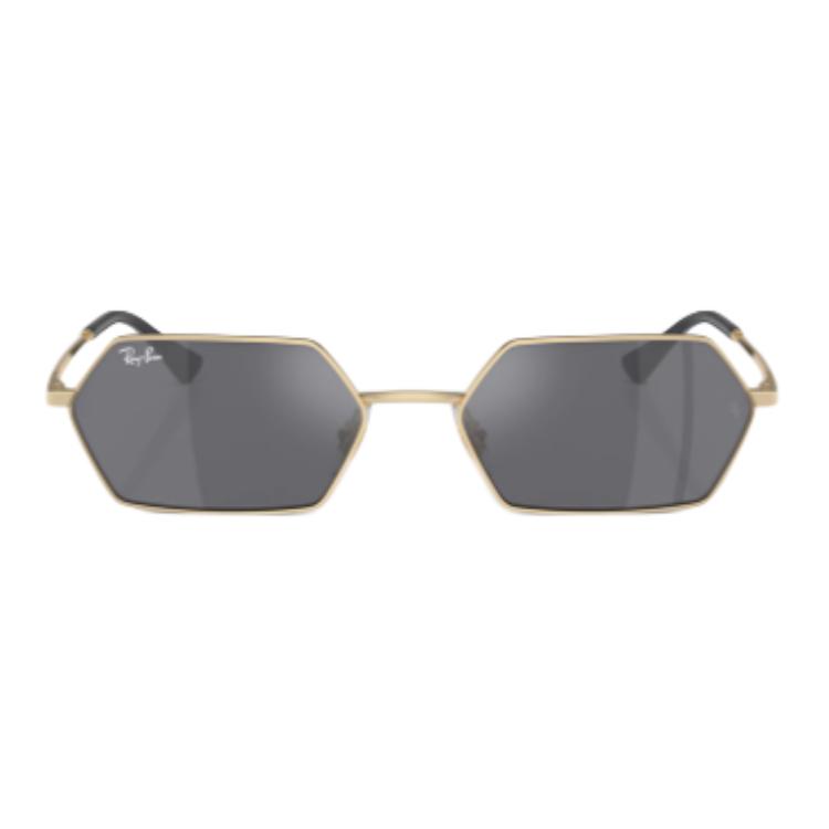 

RayBan Солнцезащитные очки Ray Ban Yevi Bio Based с геометрической оправой, Light Gold Frame Dark Gray with Silver Lens