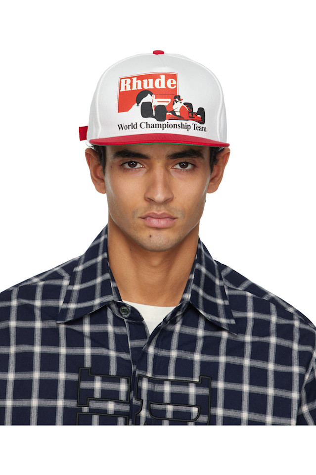 

Rhude Красно-Белая кепка с изображением трофея «rhude» для гонок