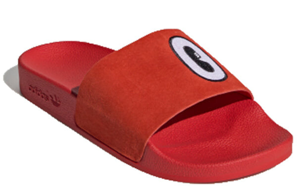 Тапочки adilette suede slide 'cartoon eye' Adidas, красный — фото 2