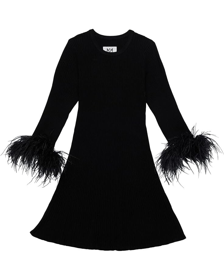 

Платье MILLY MINIS Fit-and-Flare Feather Sleeve Dress, черный