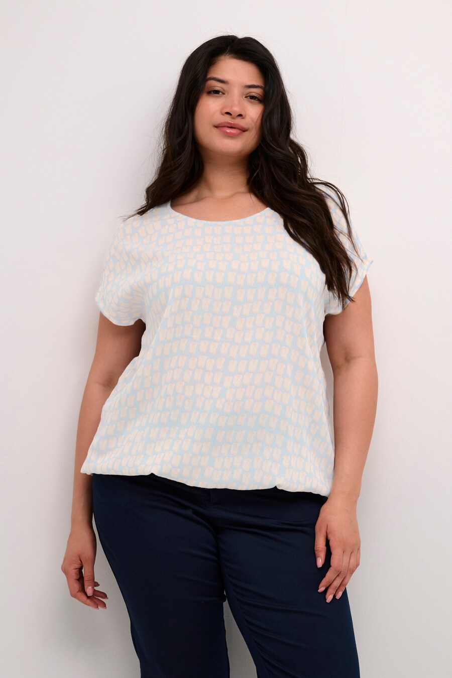 

Блузка KAFFE CURVE lokana, цвет Cream/Sky blue
