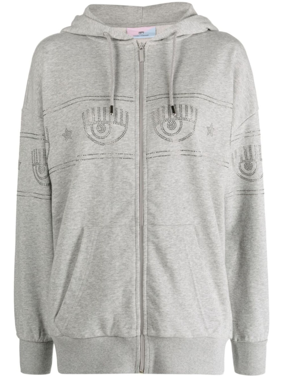 

Chiara Ferragni Eyelike-motif hooded jacket, серый
