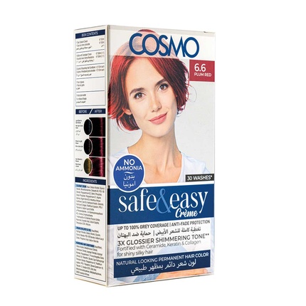 

Стойкая краска для волос Safe & Easy Cream No Ammonia Permanent Hair Color Kit In Plum Red 66