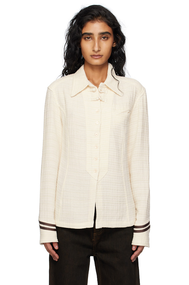 

Open Yy Бежевая рубашка с матросскими манжетами