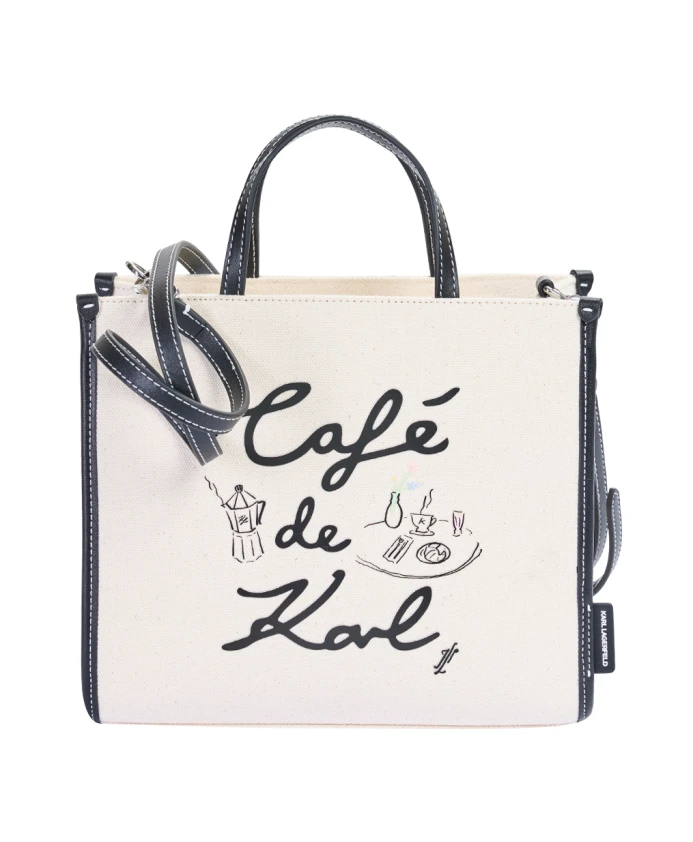 

Квадратная холщовая сумка-тоут Karl Lagerfeld, бежевый