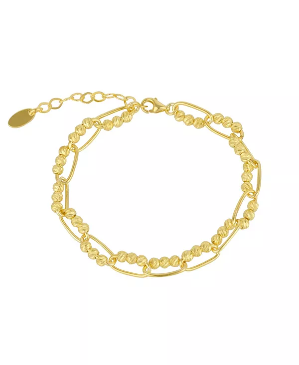 

Браслет из витой цепочки со скрепкой и бусинами из стерлингового серебра Spero London, gold