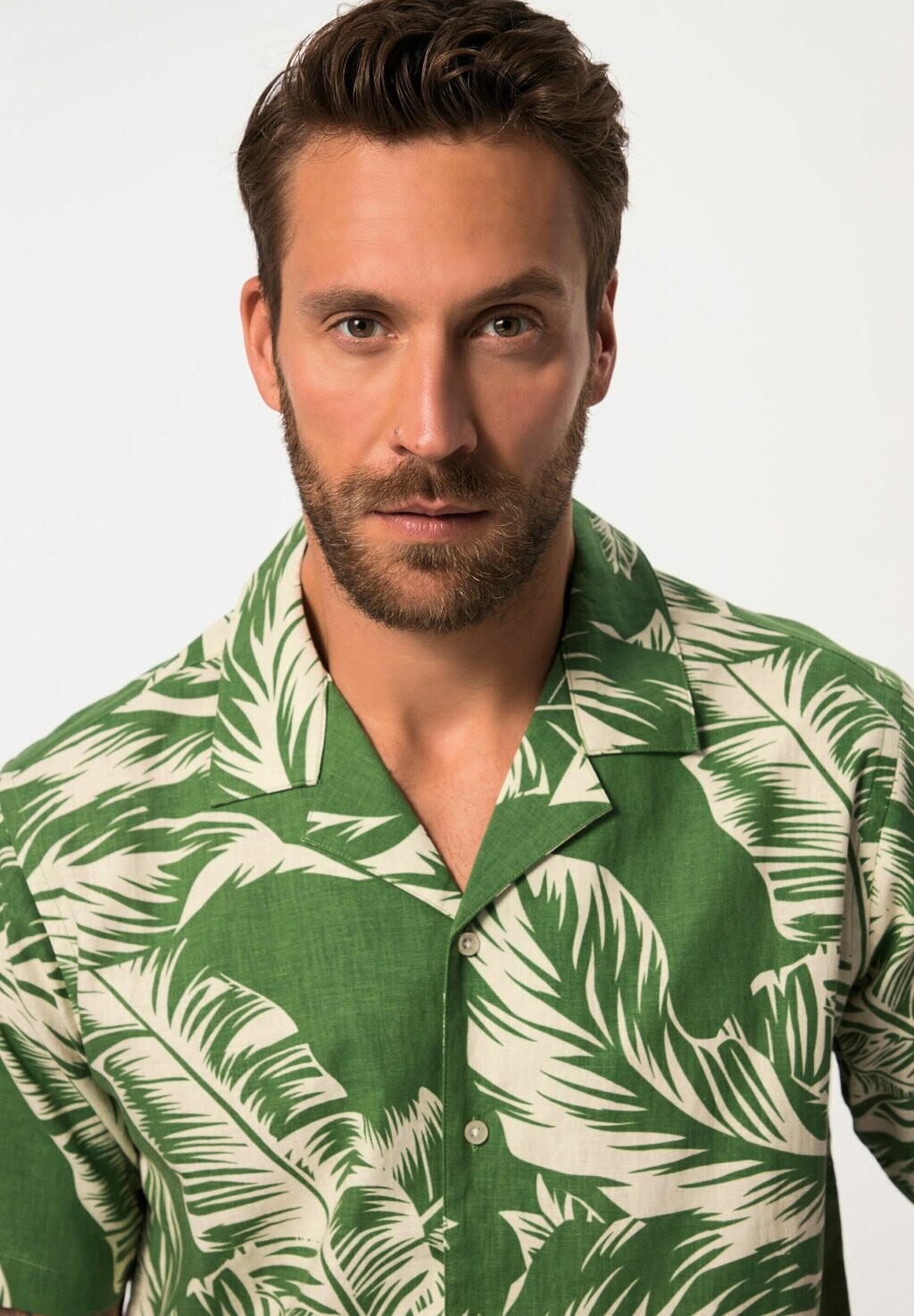 

Рубашка LOOK SHORT SLEEVE PRINT CUBA COLLAR FIT JP1880, зеленый