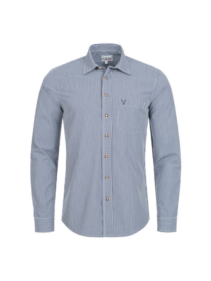 

Традиционная рубашка Руди с длинными рукавами темно-синего цвета Nübler