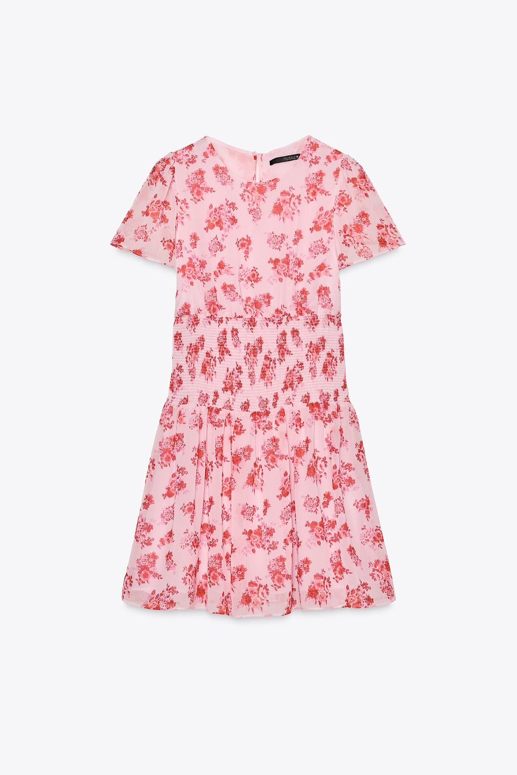 

Короткое платье с цветочным принтом ZARA, цвет Pinks