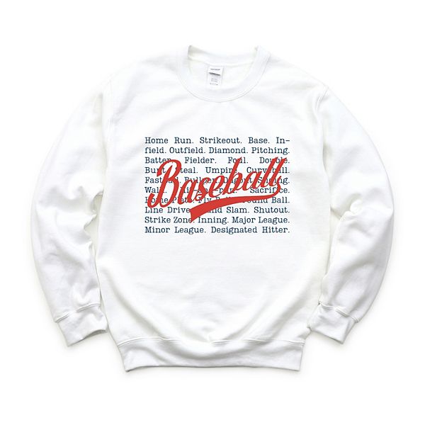 

Женский графический свитшот с надписью Baseball words stacked Simply Sage Market, White