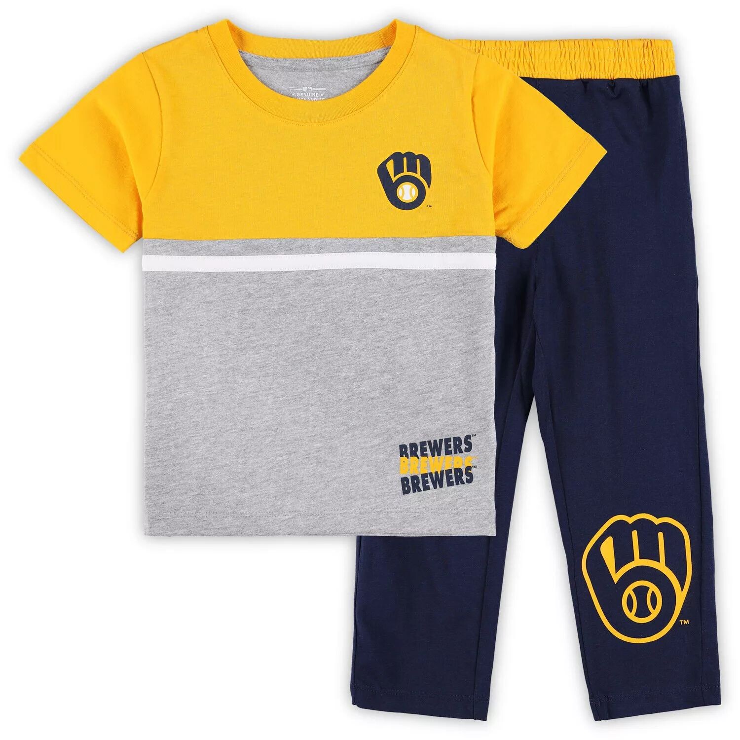

Комплект из футболки и брюк Milwaukee Brewers Batters Box темно-синего/золотого цвета для малышей Outerstuff, Синий, Комплект из футболки и брюк Milwaukee Brewers Batters Box темно-синего/золотого цвета для малышей Outerstuff