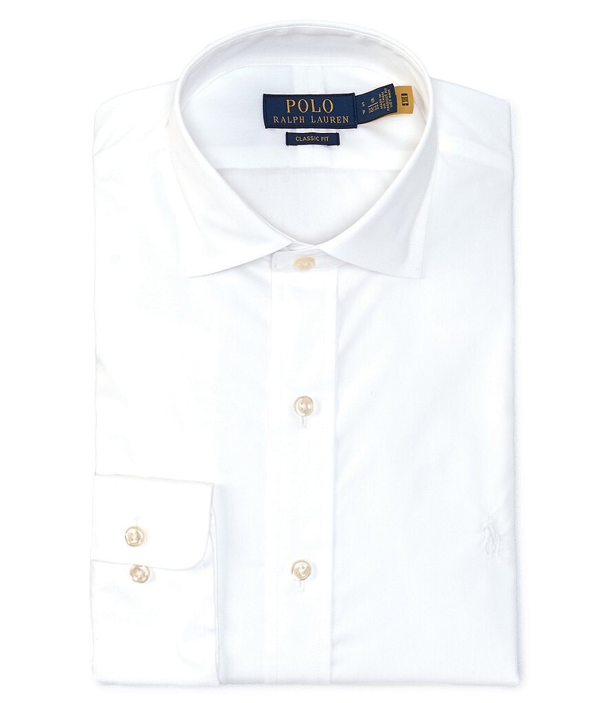 

Классическая рубашка из однотонного поплина Polo Ralph Lauren классического кроя с раздвинутым воротником, белый
