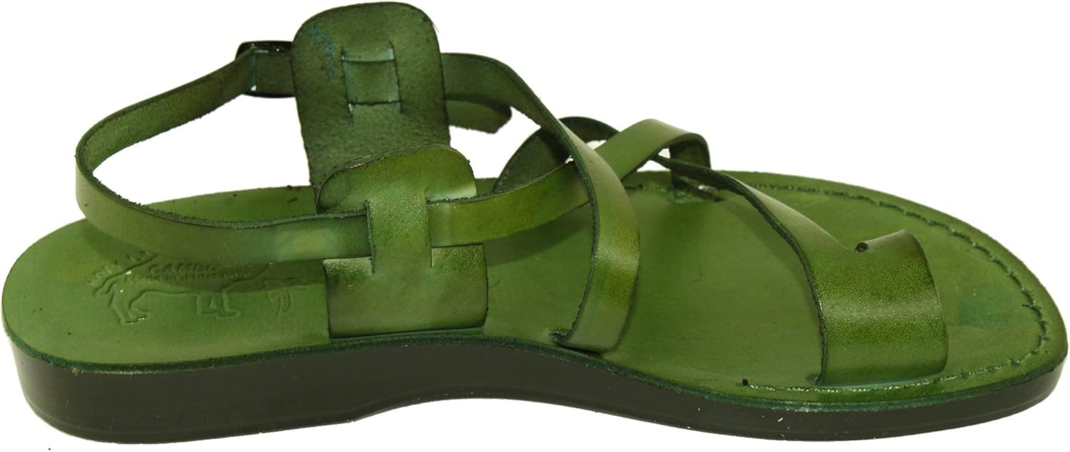 

Унисекс кожаные библейские сандалии «Святая Земля» (Иисус - Яшуа) Иисус - цветные Holy Land Market, зеленый
