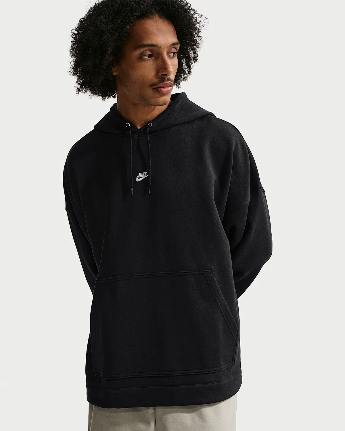 Мужской оверсайз худи из французского футера Nike Sportswear Club, Black/Black/White
