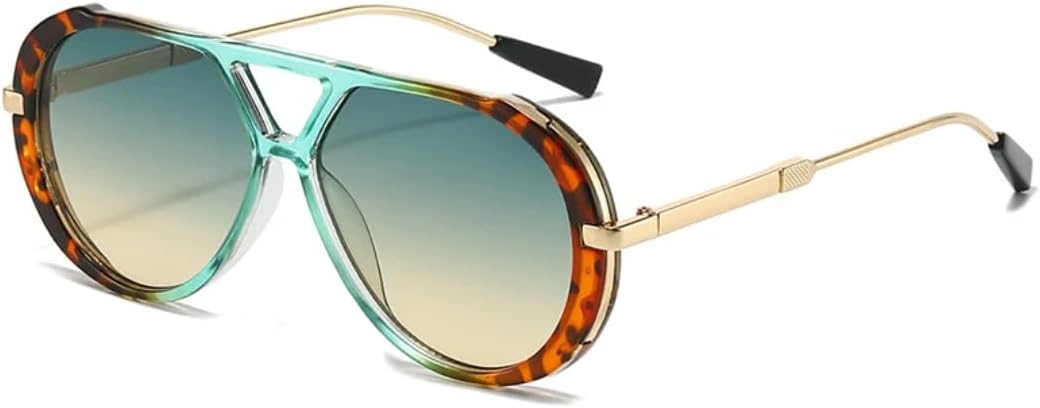 

Солнцезащитные очки с защитой UV400 | Двойная перемычка, градиентные линзы | для женщин и мужчин, для занятий спортом на открытом воздухе и вождения DSVIGF, Leopard Green Tea