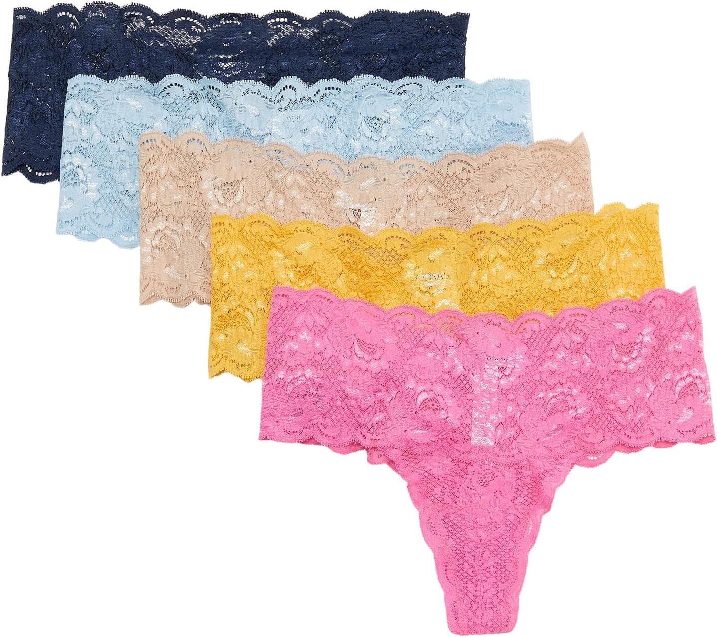 

Стринги Cosabella Never Say Never Comfie Thongs 5Pk, цвет Navy/Rani Pink/Aasmani Blue/Taaja Mango/Sette