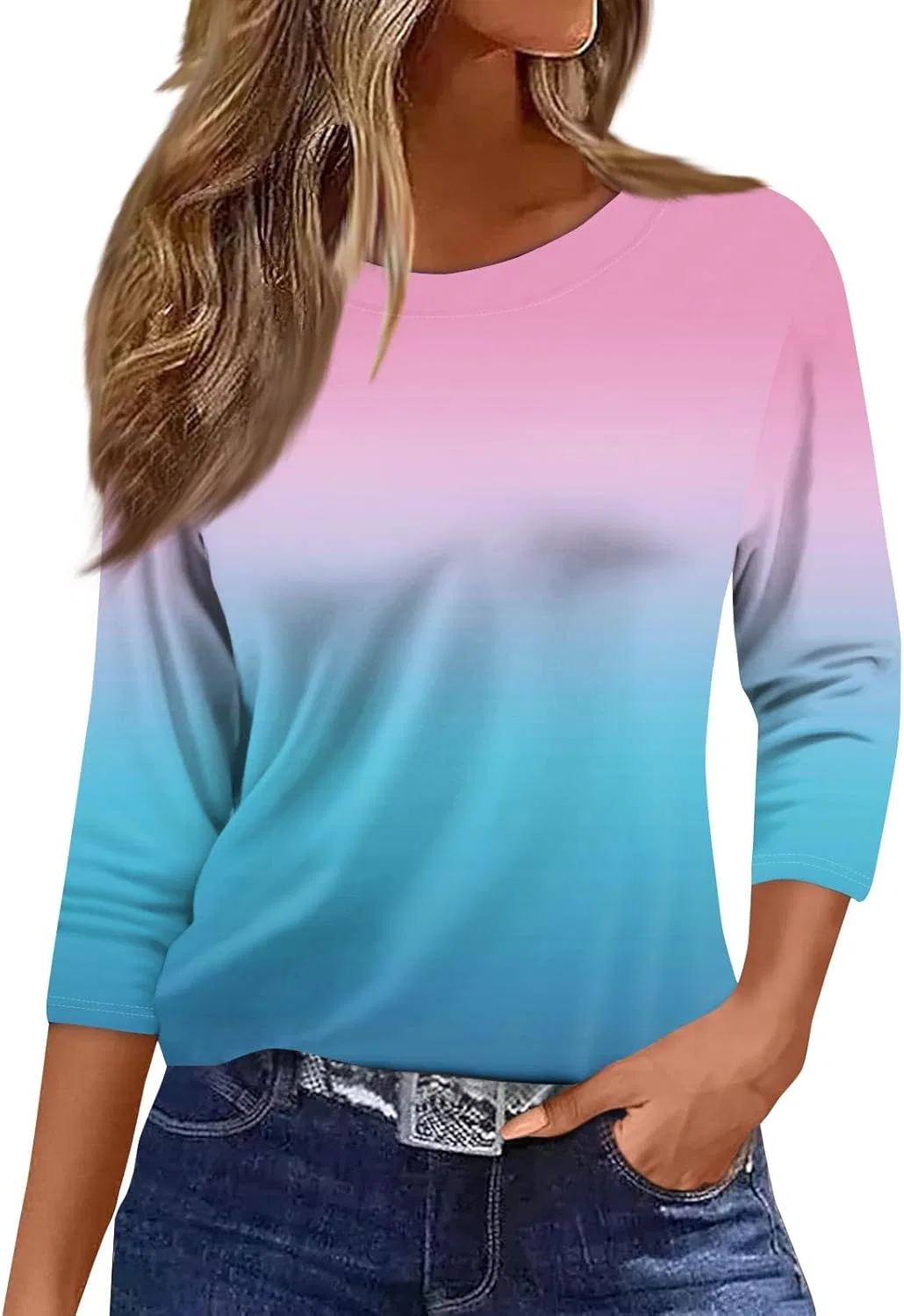 Женская блуза с рукавом 3/4, Hot Pink