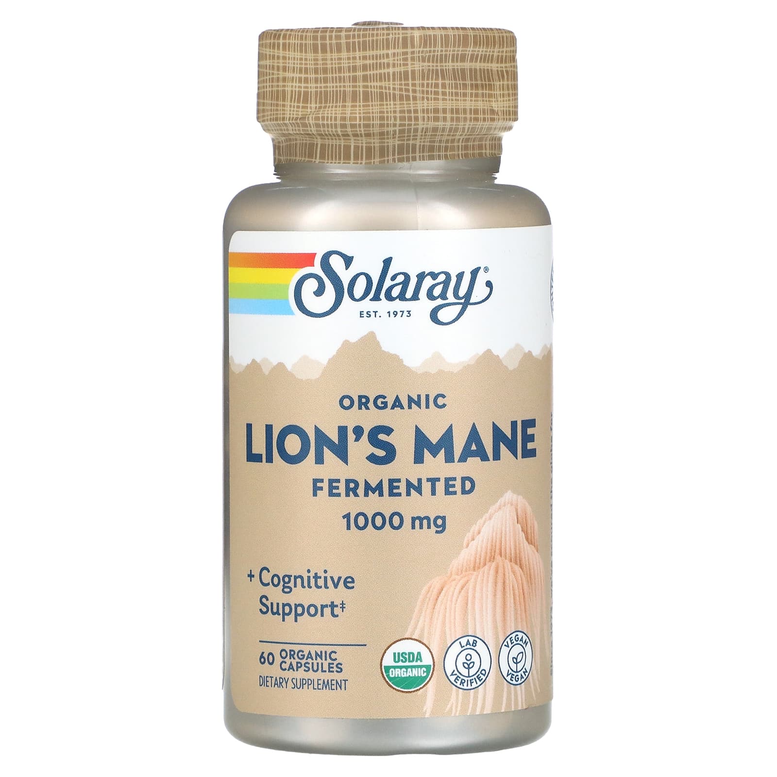 

Solaray Organically Grown Fermented Lion's Mane Mushroom 500 mg 60 VegCaps