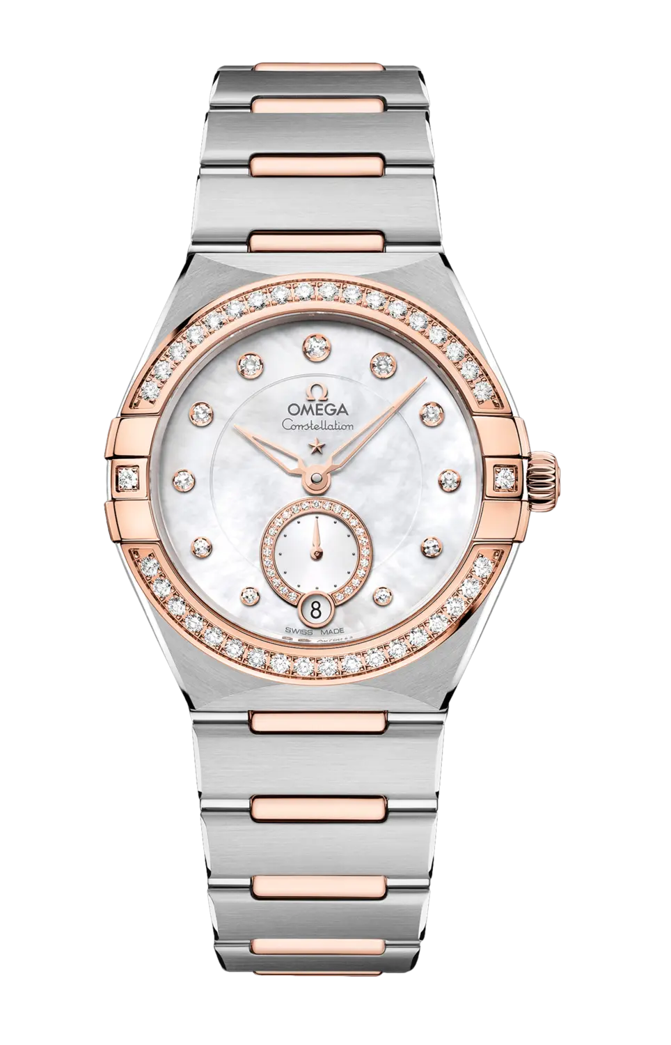 

Часы Omega Constellation co‑axial master chronometer с золотом и бриллиантами 34 мм