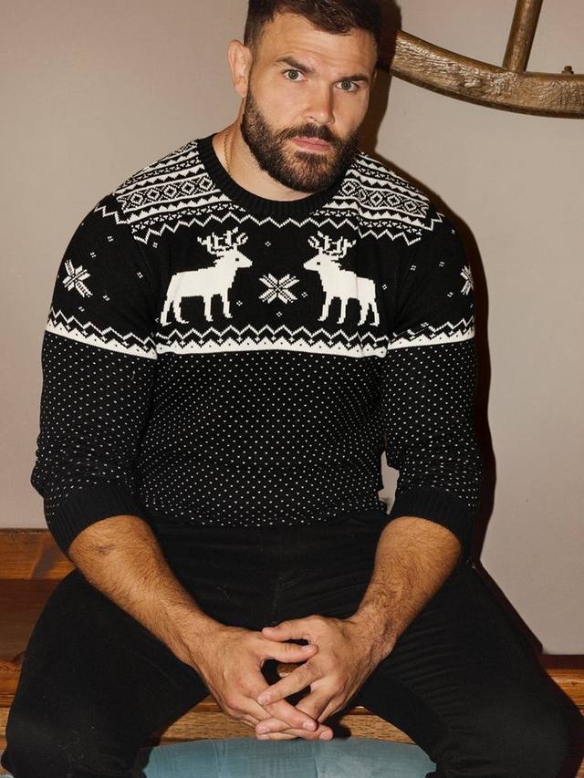 

Хлопковый свитер с оленями и круглым вырезом The Little Tailor, Black