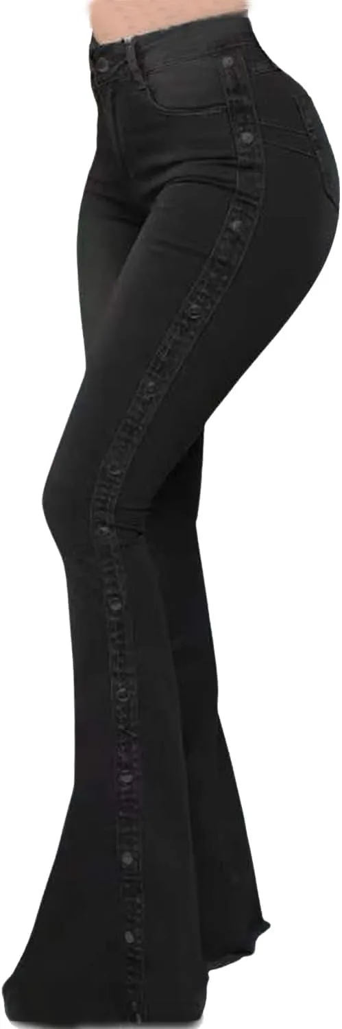 

Yoeasy женские джинсы с высокой талией и расклешенным низом